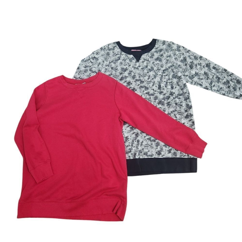 Woman Within Sweatshirt Medium 14 16 Lot of 2 Red Gray Design